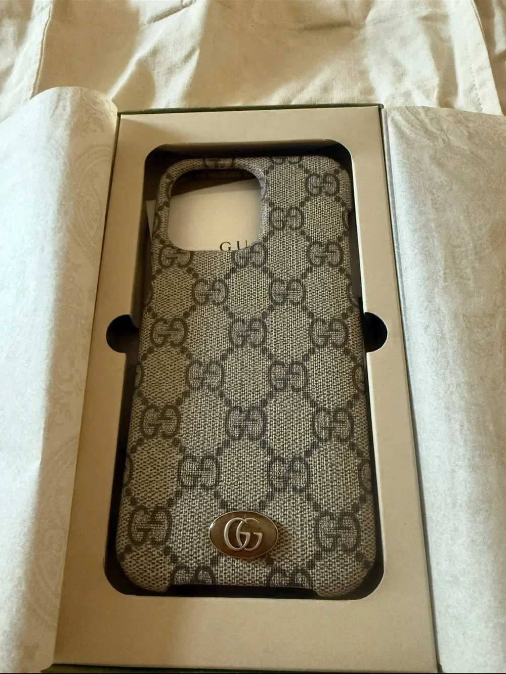 Gucci Ophidia Beige & Brown GG Logo iPhone Case
